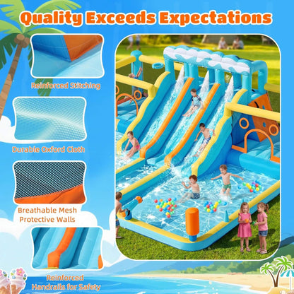 10-in-1 Inflatable Water Slide Bounce House With Blower (SAK26370)