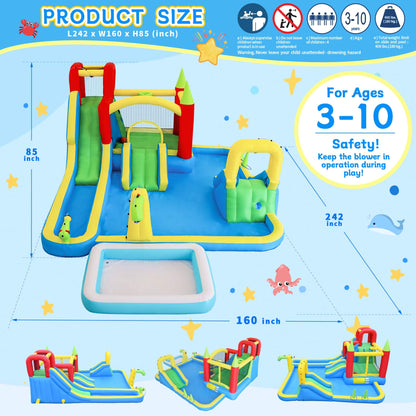 Large 11-In-1 Inflatable Water Park With Slides, Pool, Climbing Wall, And Bounce House (SAK70491)