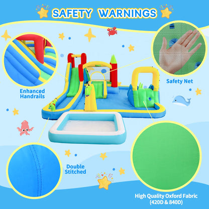 Large 11-In-1 Inflatable Water Park With Slides, Pool, Climbing Wall, And Bounce House (SAK70491)