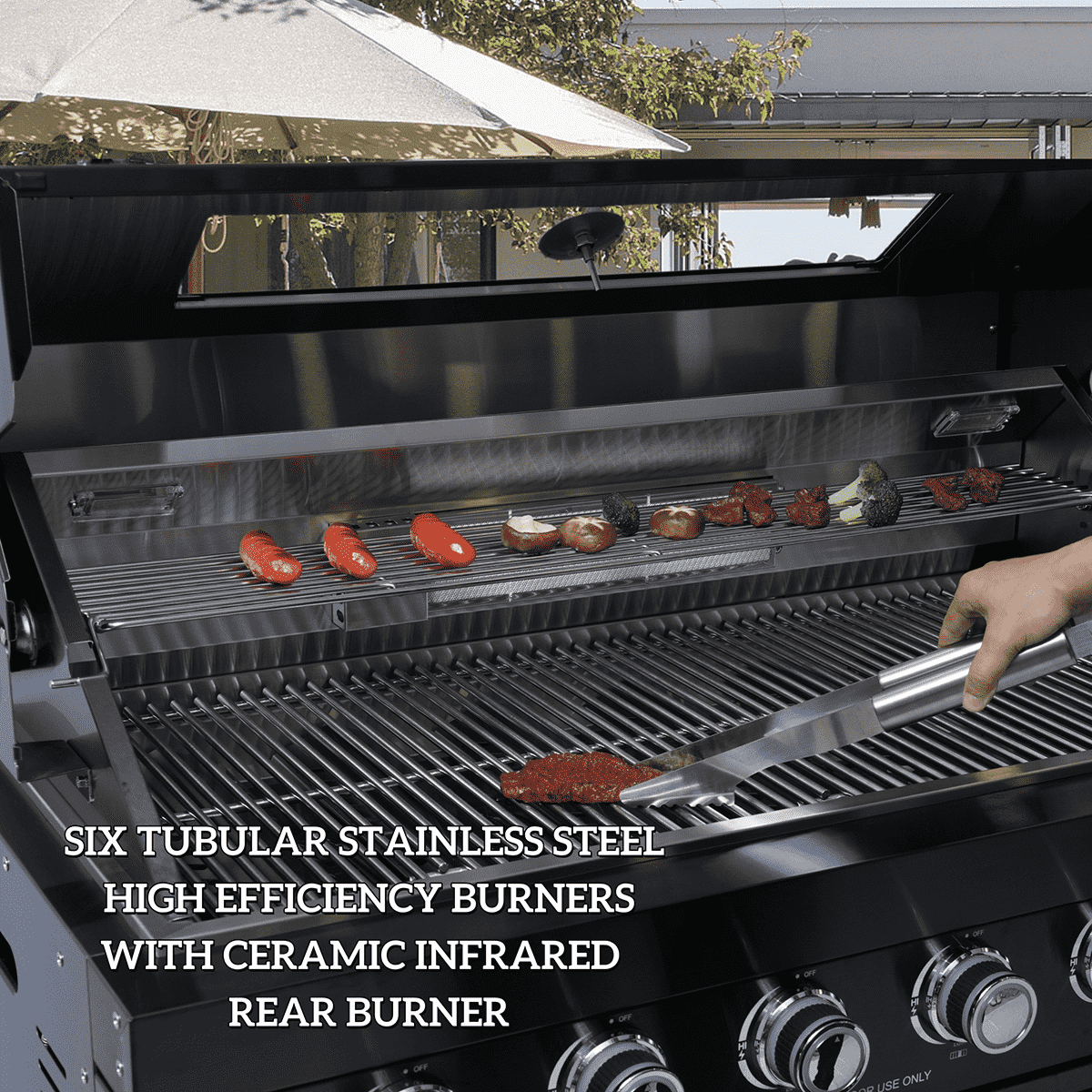 104" 4-Burner 72000 BTU Black Outdoor Kitchen Island Grill with Storage Cabinets & Drawers