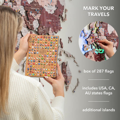 3D LUMINOUS LED Wooden World Map 2.0 Cappuccino