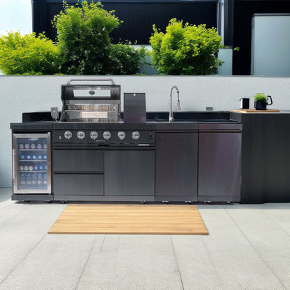 104" 4-Burner 72000 BTU Black Outdoor Kitchen Island Grill with Storage Cabinets & Drawers