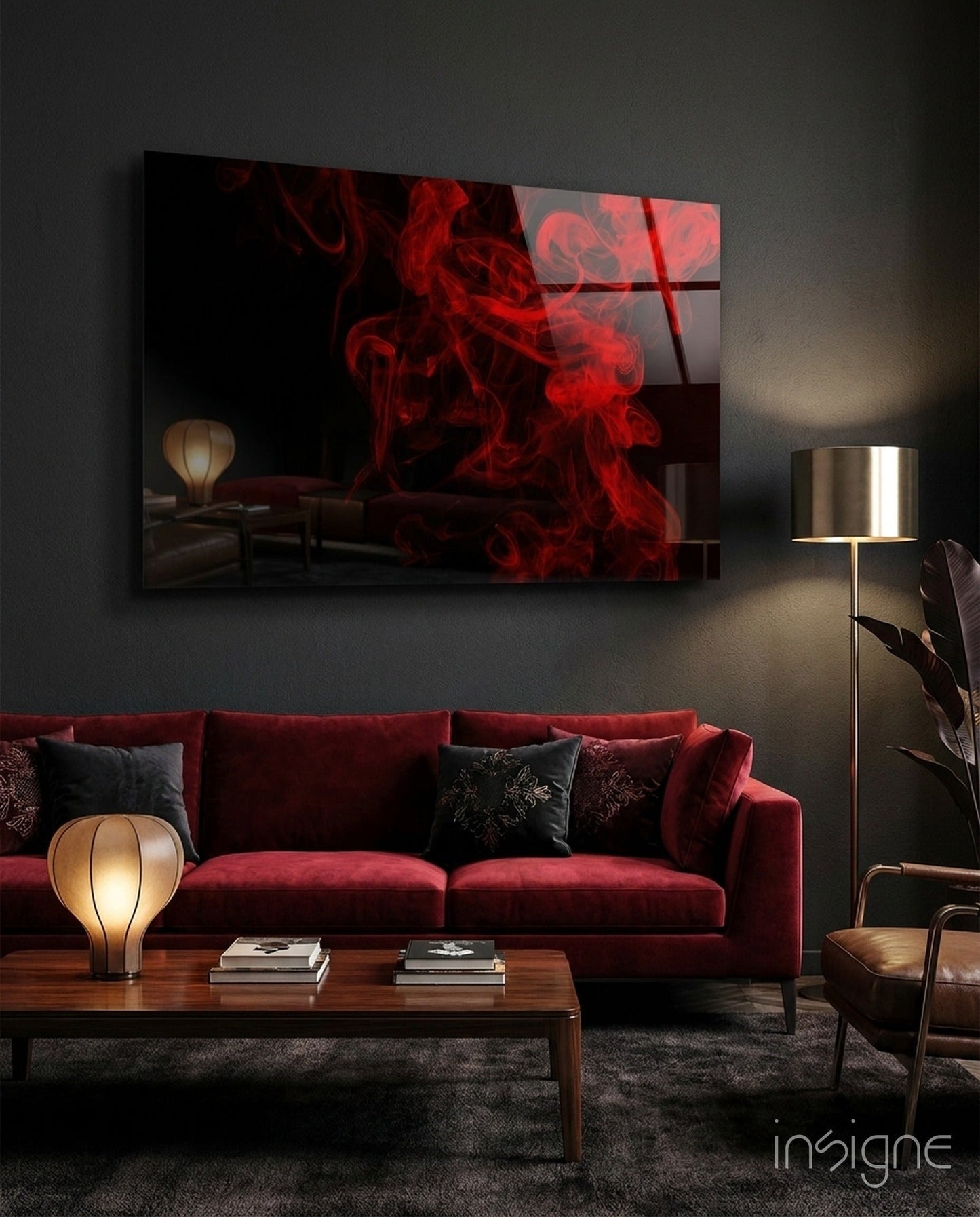 Red Smoke Glass Wall Art