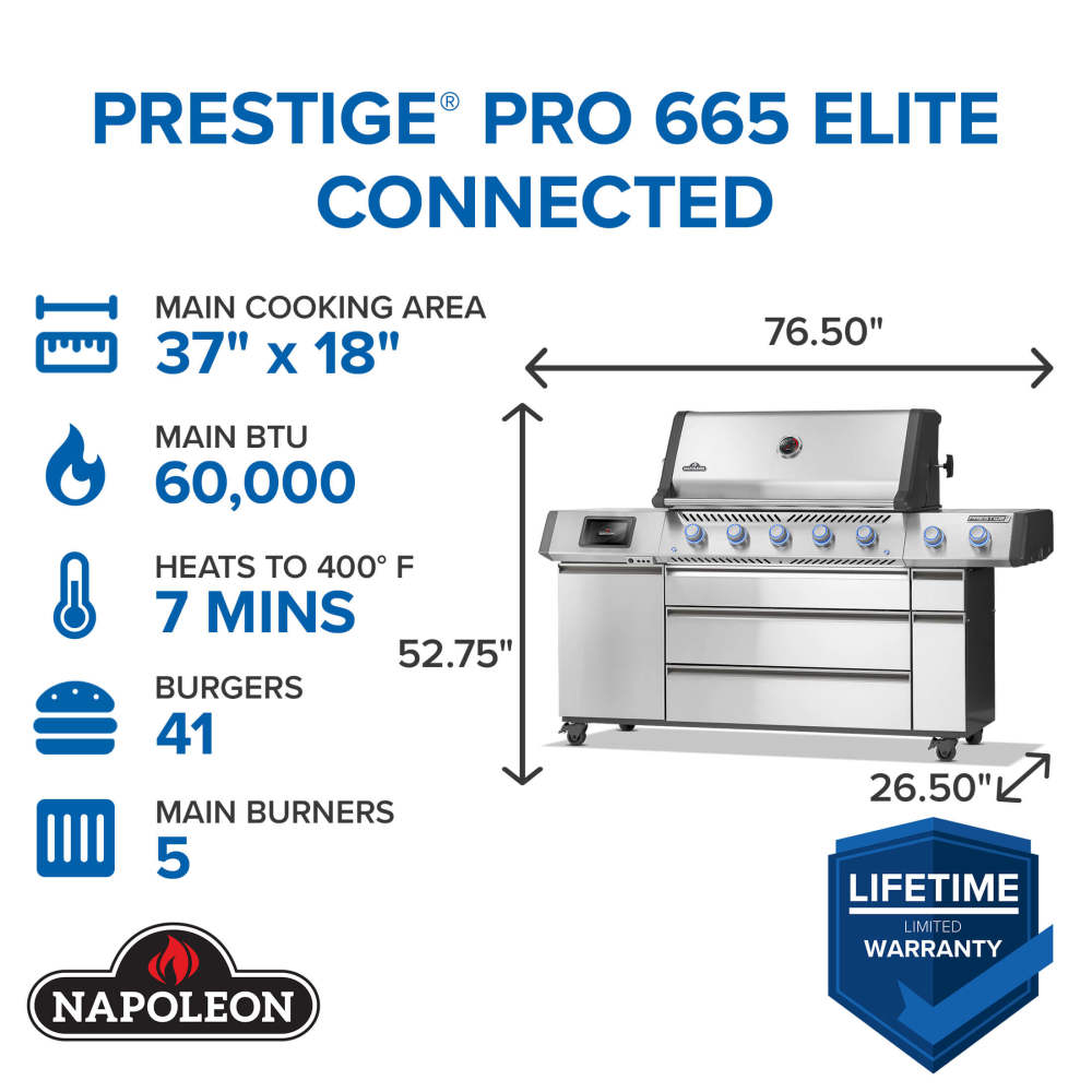 Patio Elegance Gas Grill Prestige PRO 665 Elite with Smart Technology & Electric Smoker Box