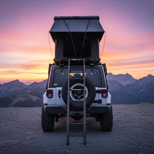 Nova Aluminum Hard-Shell Rooftop Tent With Ladder, Tri-Color LED Lighting, And Memory Foam Mattress [2-3 People] (SAK57409)