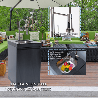 104" 4-Burner 72000 BTU Black Outdoor Kitchen Island Grill with Storage Cabinets & Drawers