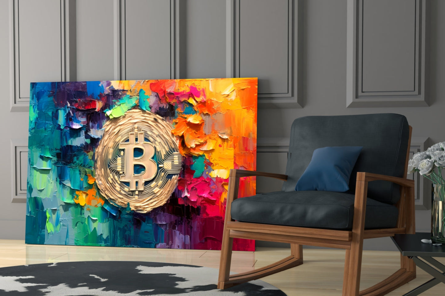 Bitcoin Glass Wall Art || Designer Collection