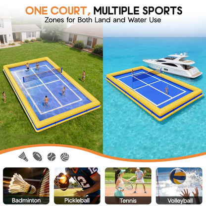 [26X46FT] Inflatable Commercial Floating Pickleball And Volleyball Court With Net (SAK39071)