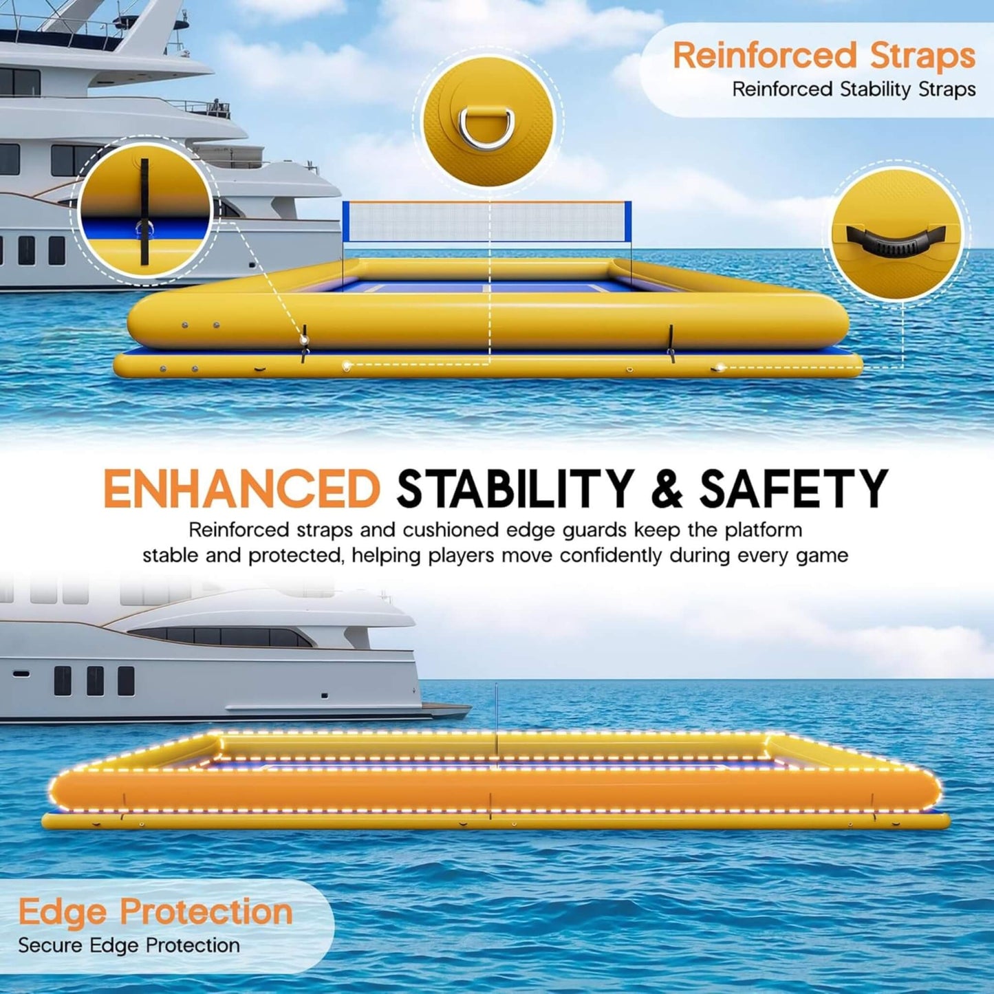 [26X46FT] Inflatable Commercial Floating Pickleball And Volleyball Court With Net (SAK39071)
