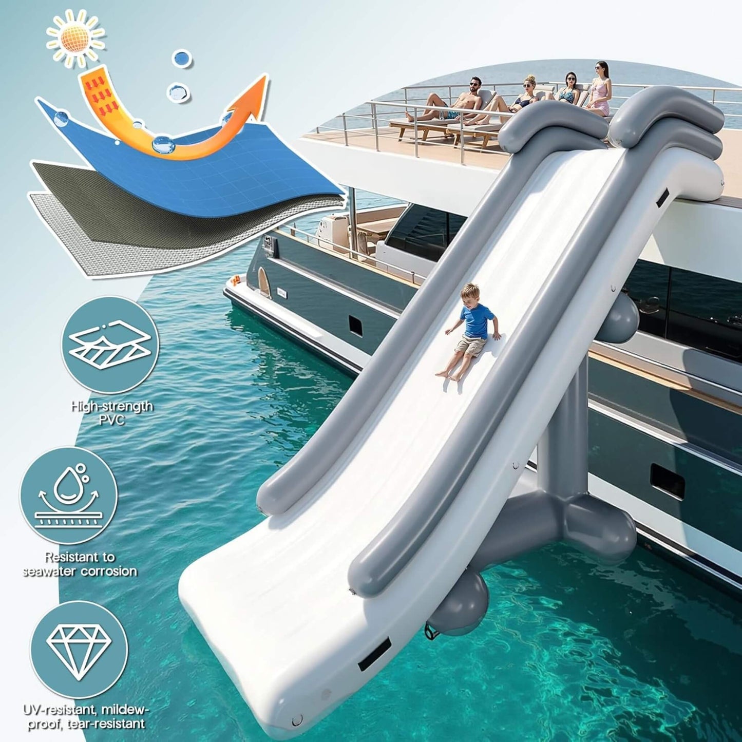 Large 16FT Commercial Inflatable Yacht Water Slide With Pump (SAK48172)