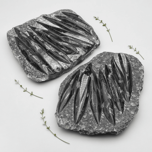 Orthoceras Fossil Plate Slab (1 Piece) Size 11 to 12 Inches Crystal Gemstone Home Decor